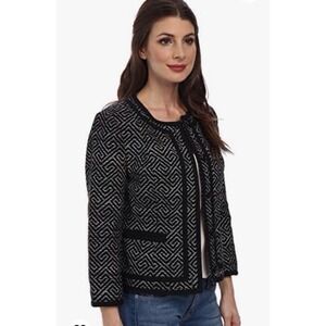 Pendleton Tweed Blazer Jacket Amanda Print 100% Cotton size 8 Black